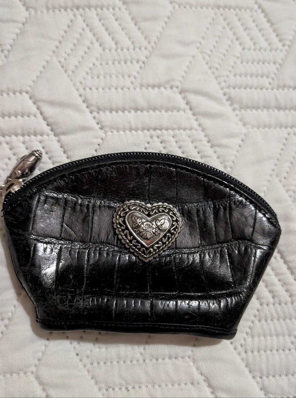 Brighton Black Croc- Embossed Leather Coin Purse